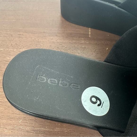 Bebe Size 9 Y2K 90s Black Slinky Platform Stretch Slide Sandals - Picture 5 of 11